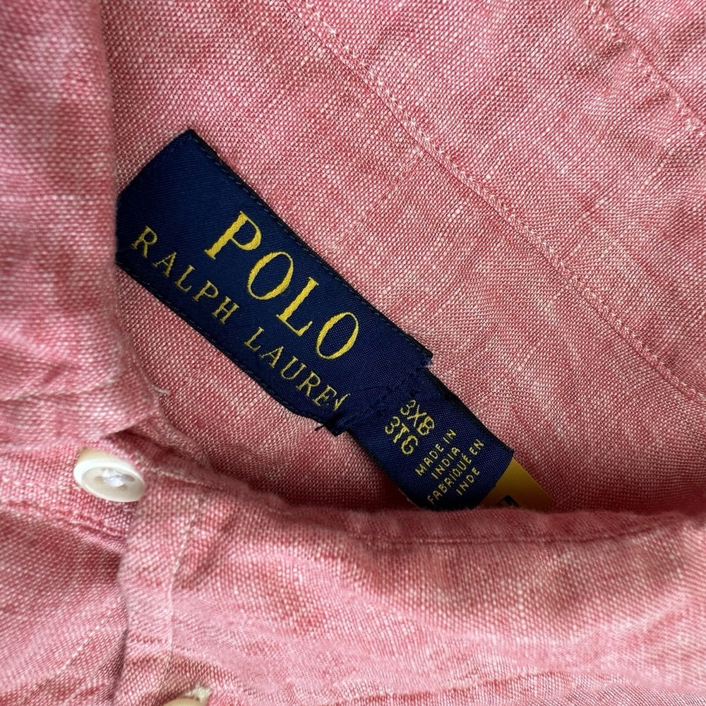 Polo Ralph Lauren Linen Long Sleeve Button Down Shirt Big & Tall Men 3XB Pink - Picture 8 of 11